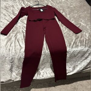 Fashion Nova Deep Red Two Piece Set
